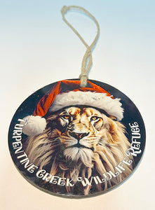 Santa Hat on Lion Hanging Ornament