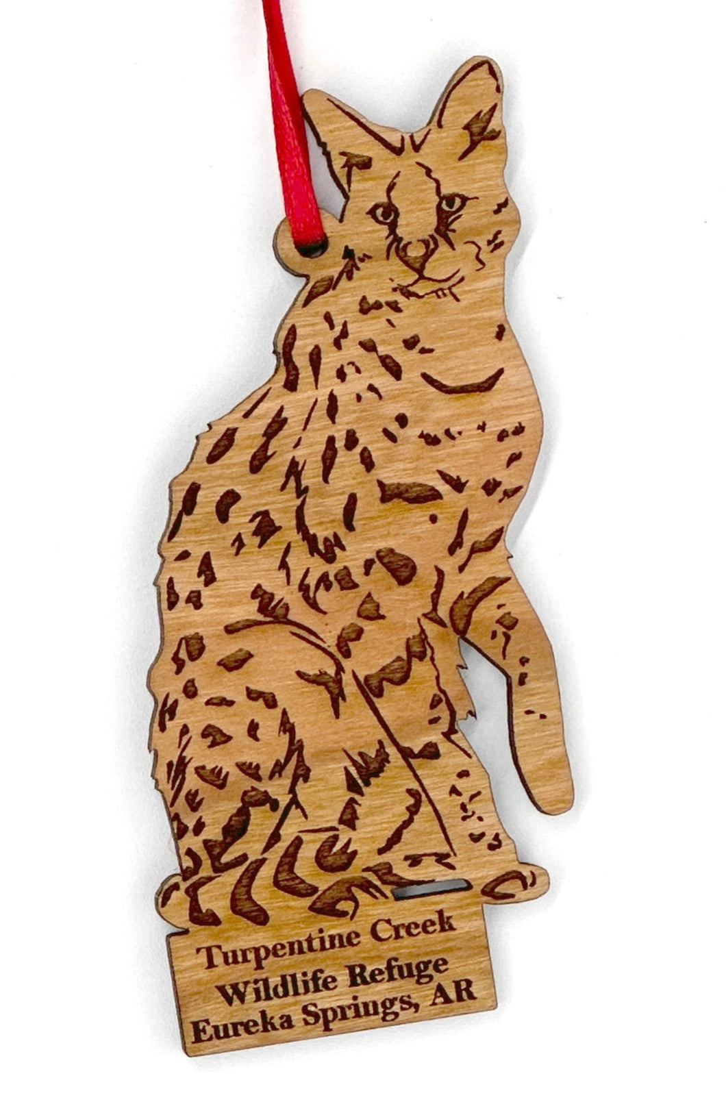 Wooden Laser-cut Serval Ornament