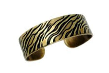 Load image into Gallery viewer, Brass Tiger Stripe Cuff Bracelet

