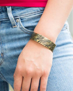 Brass Tiger Stripe Cuff Bracelet