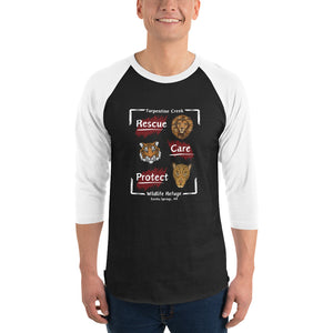 Rescue, Care and Protect 3/4 Raglan T-shirt Design #2