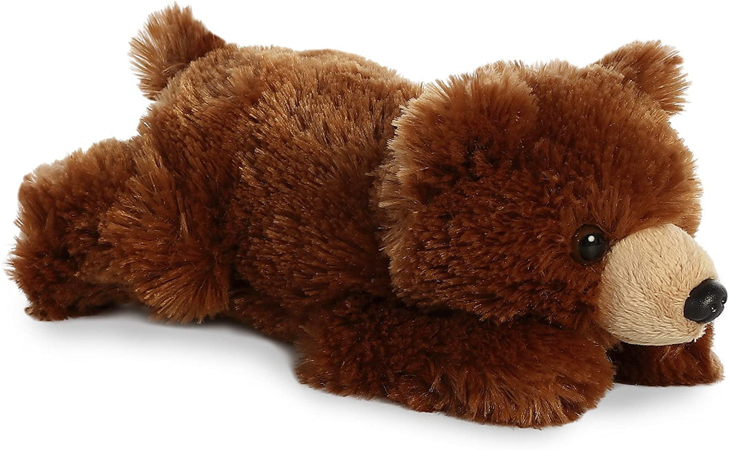 8” Laying Grizzly Bear Plush