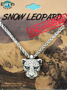 Silver Leopard Face Necklace