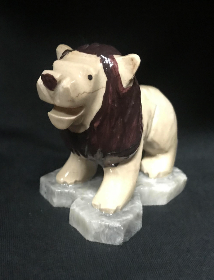 Marble Hand Carved Lion Figure