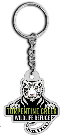 Pouncing White Tiger Keychain