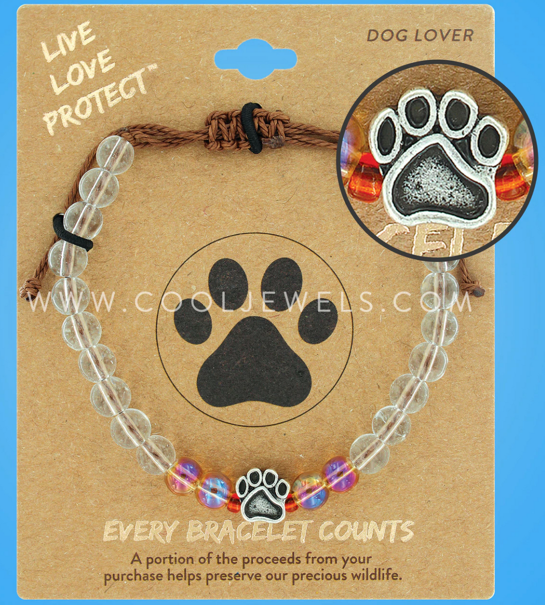 Live-Love-Protect Paw Print Bracelet