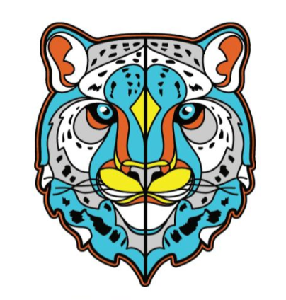 Enamel Multi-Colored Snow Leopard Pin