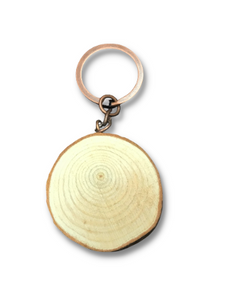 Real Wood Slice Keychain