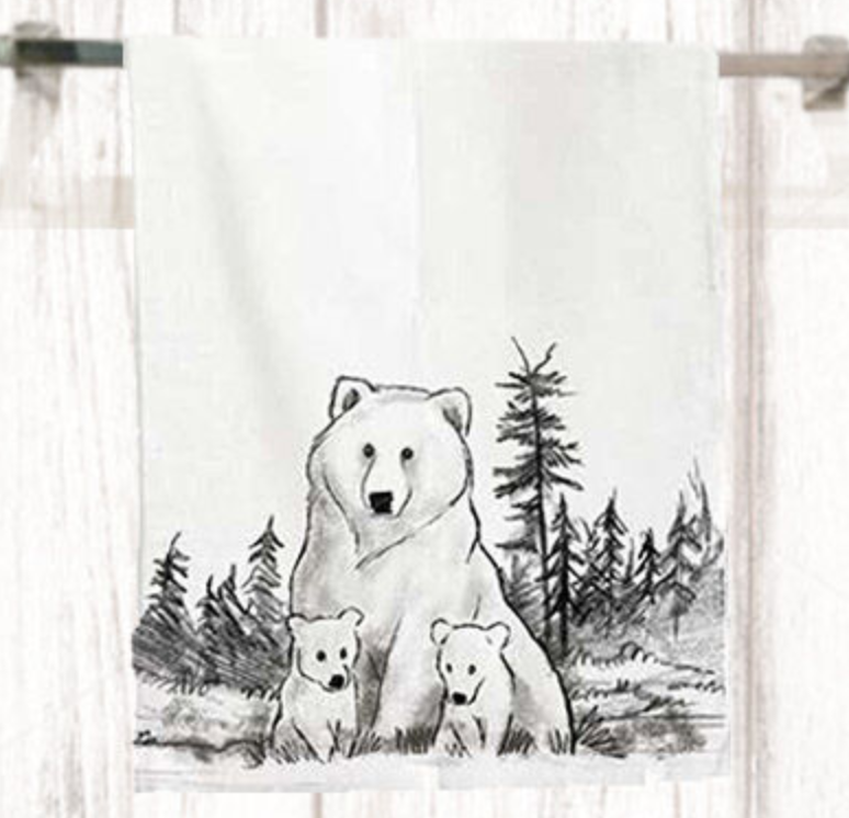 Cotton Bear Sketch Kitchen Towel