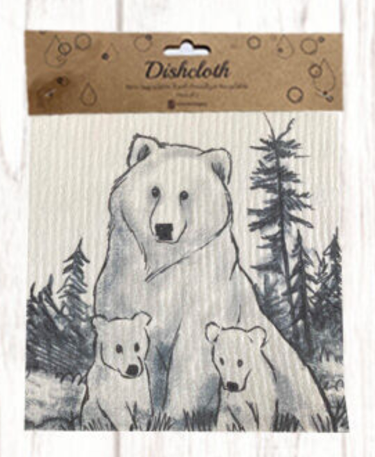 Bear Sketch Dish Cloth