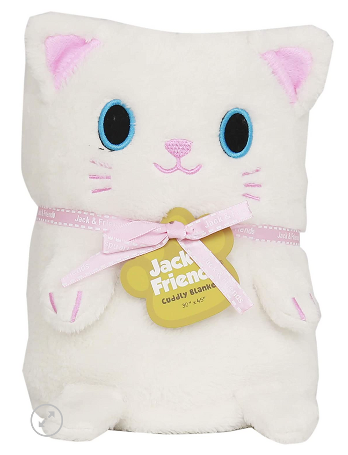 Cuddly Kids White Cat Blanket
