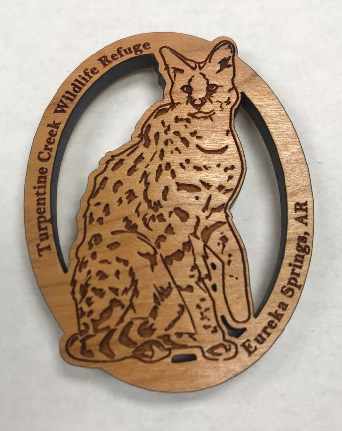 Wooden Laser-Cut Serval Magnet