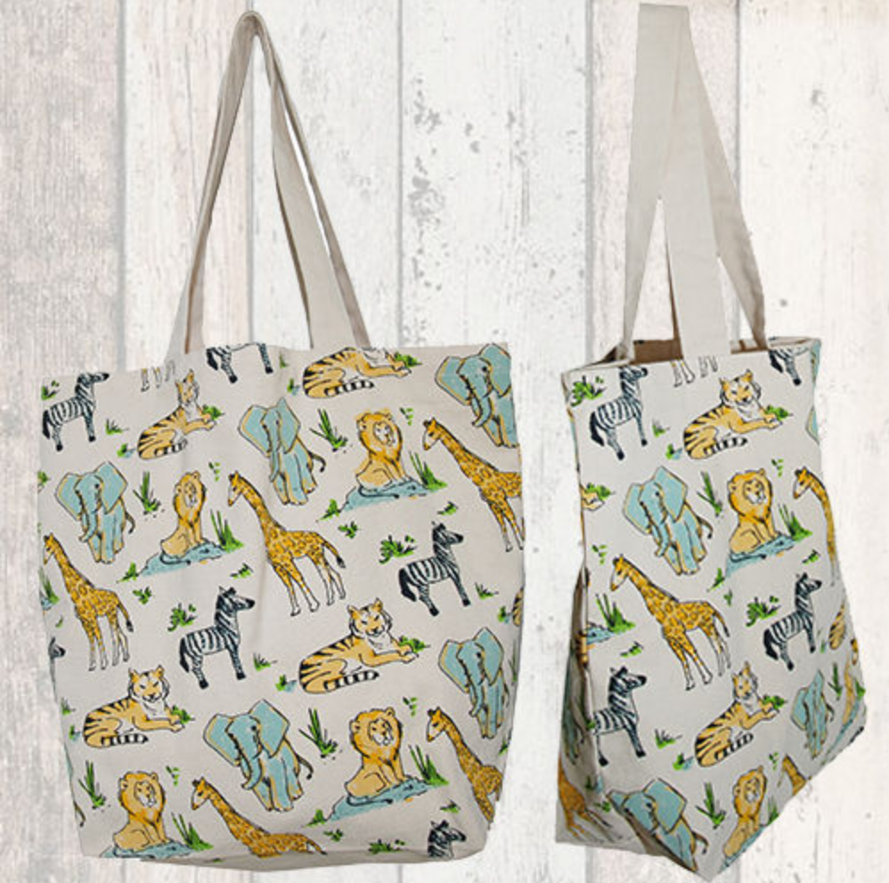Small Zoo Animal Canvas Tote