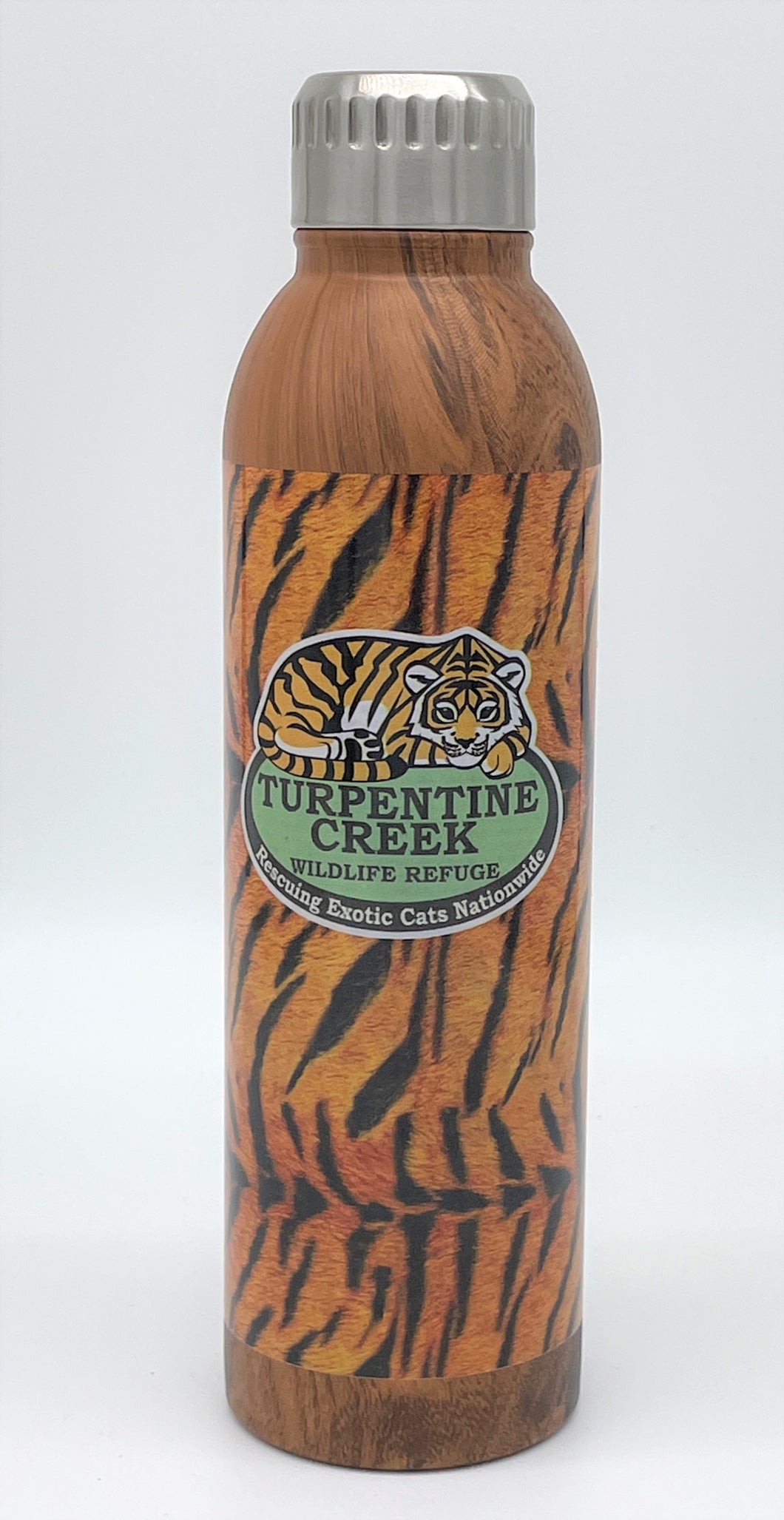 17oz Tiger Stripe Woodgrain Water Bottle with Logo